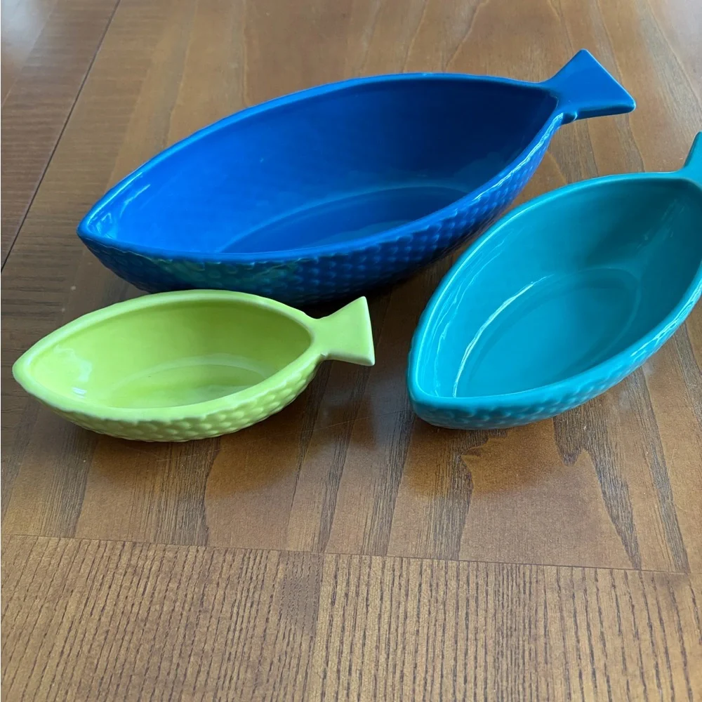 West Elm Colorful Fish-Shaped Serving Bowls Dishes
